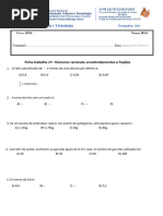 Ficha de Trabalho Nº Sobre Números Racionais