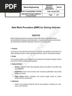 Safe Work Procedure (SWP) For Driving Vehicles