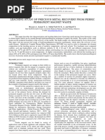 Leaching Study of Precious Metal Recovery From Ferric Permanent Magnet Waste