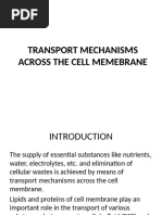 Transport Mechanisms Across The Cell Memebrane