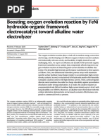 Boosting Oxygen Evolution Reaction by FeNi Hydroxide-Organic Framework Electrocatalyst Toward Alkali