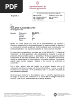 Raul David Alvarez de Castro: Superintendencia de Industria Y Comercio Rad: Fecha Dep: Eve: Tra: Folios Act