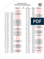 2024-25 NHL Regular Season Schedule (By Club)