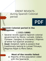 DIFFERENT REVOLTS During Spanish Colonial Period