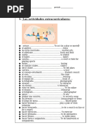 Vocabulario Las Actividades Extracurriculares