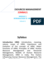 Human Resources Management: Introduction To HRM