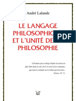 André Lalande Le Langage Philosophique Et L'unité de La Philosophie