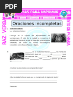 Actividades de Oraciones Incompletas para Quinto de Primaria