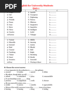 English For University Students Quiz 1