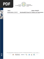 Worksheet 6 Radians and Trigonometry