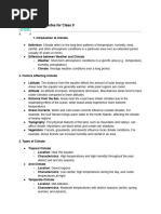 Climate Notes For Class 9