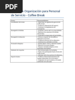 Matriz Organizacion Coffee Break