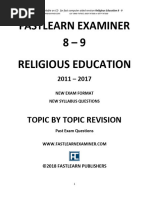 Religious Education 8 - 9 - Topical Revision 2011-2017