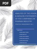 Analysis of The Vision & Mission Statements of Five Companies in Pharma Industry