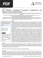 Total Shoulder Arthroplasty Postsurgical Complications and Inpatient Versus Outpatient Status