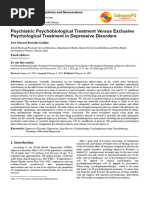 Psychiatric Psychobiological Treatment Versus Exclusive Psychological Treatment in Depressive Disorders