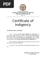 Certificate of Indigency