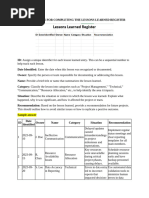 2. Guidelines for completing the Lesson learned register