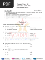 Maths Exclusive Sample paper