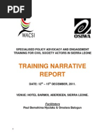 Policy Advocacy and Engagement Training Narrative Report - Freetown, Sierra Leone (December 12 - 15, 2011)