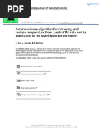 A Mono-window Algorithm for Retrieving Land Surface Temperature From Landsat TM Data and Its Application to the Israel-Egypt Border Region