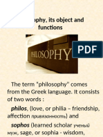 Philosophy, its object and functions