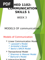 HED 1102 - WEEK 3 - Models of Communication