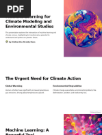 Machine Learning for Climate Modeling and Environmental Studies