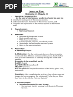 LESSON PLAN IN SCIENCE (NERVOUS SYSTEM)