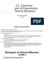 Common Etiologies of Pneumonia & Pleural Effusions