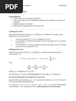 Worksheet-Section 6.2 Properties of Power Series