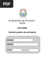 EVALUACIÓN DE PROCESO LECTURA 5TO GRADO 2024