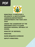 Potential Ministrial & State Agencies Appointments 2025 2029 by President Elect H.E.John Dramani Mahama Drafted Jude Dotsey-Adjoho Phd.