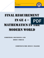 Final Requirement in GE 4-Mathematics in Modern World Submitted by Cano & Perez