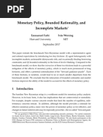 Monetary Policy, Bounded Rationality, and Incomplete Market