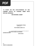 A Study On The Effectiveness of The Lending Policy of Federal Bank With Special Emphasis