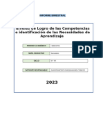 1. INFORME BIMESTRAL SOBRE NIVELES DE LOGRO DE  COMPETENCIAS Y NECESIDADES DE APRENDIZAJE