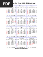 Year 2025 Calendar – Philippines