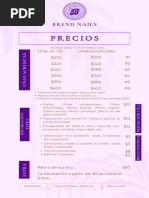 Lista de precios para uñas