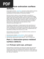 Aluminium extrusion surface defects