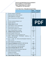 Cost Sheet