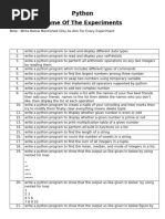 python list of experiments ii Btech-Mech-i sem