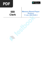 SBI Clerk Prelims Memory Based Paper (Held On_ 11 Jan, 2024 Shift 2)