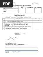 DEVOIR DE MATHEMATIQUE N°3 6e