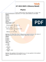 JEE Main 2022 Julyllh djd h 5 Shift 2 Question Paper with Answer Key