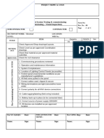 Precommissioning Checklist for Lighting Control System