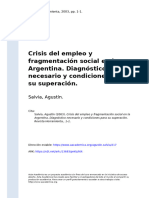 Salvia, Agustín (2003). Crisis del empleo y fragmentación social en la Argentina. Diagnóstico necesario y condiciones para su superación