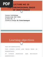 Lecture No 10. Sex Linked Inheritance