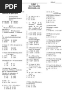 Ujian 1 Matematik Tingkatan 1: SECTION A:Please Write Answers in The Spaces Given