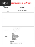 Class 9 Draft Syllabus (Final Term) 2024-25